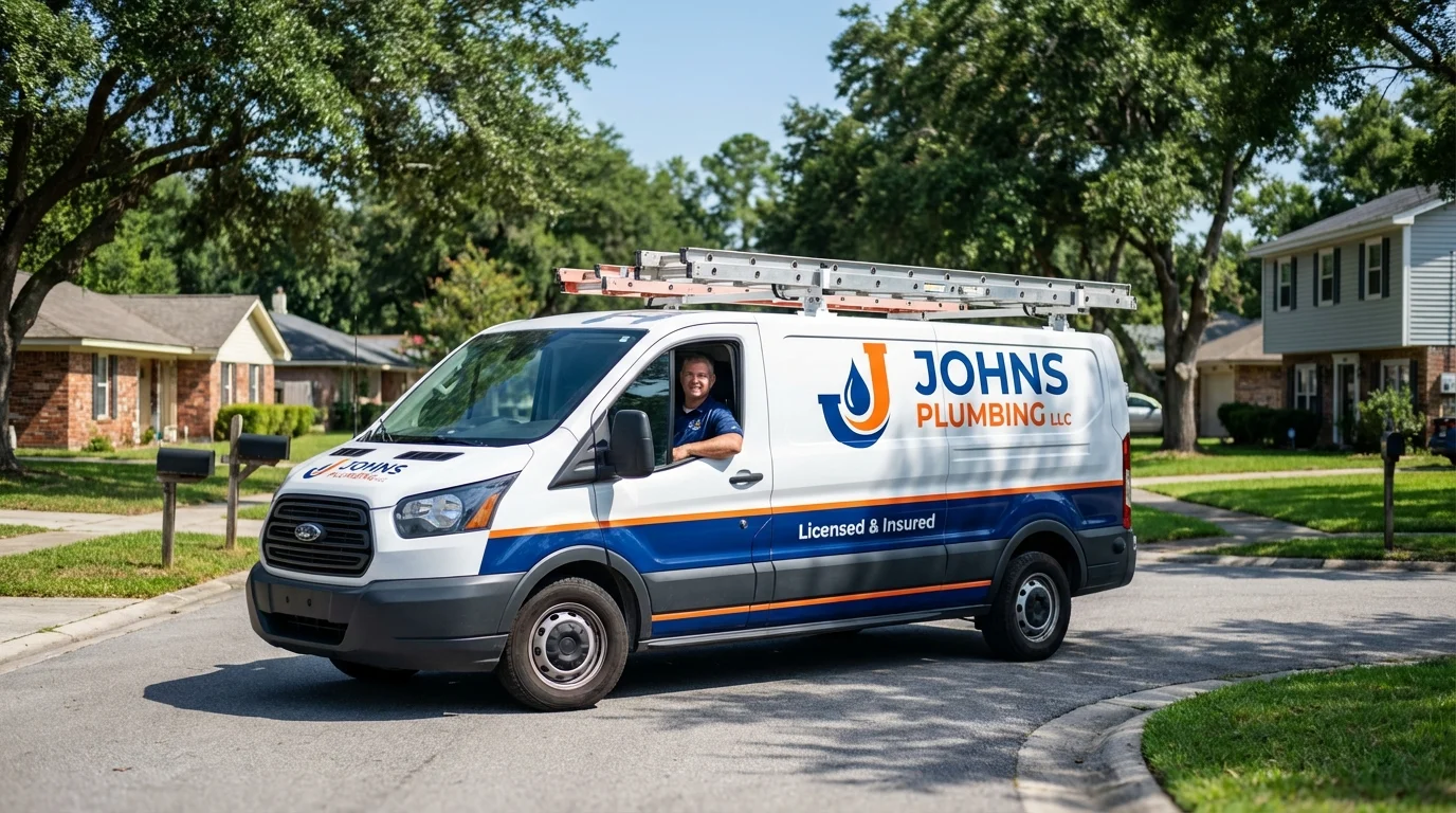 Johns Plumbing LLC service van in Reidsville, GA