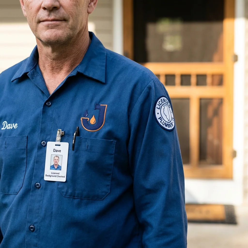 Licensed plumber showing ID badge in Reidsville, GA