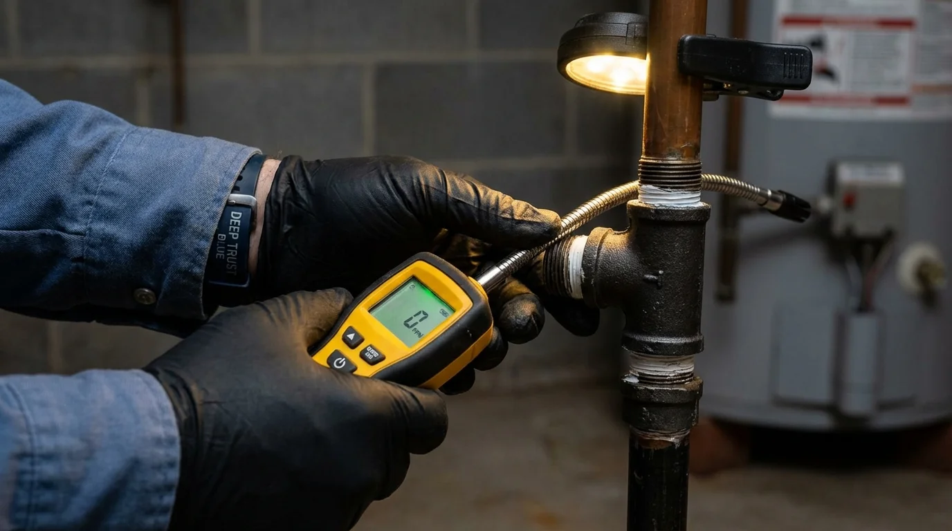 Gas leak detection with electronic sniffer by Johns Plumbing LLC in Reidsville