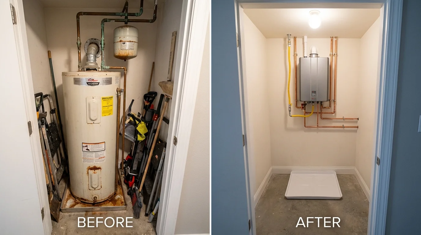 Tank water heater versus wall-mounted tankless unit comparison for Reidsville, GA homeowners
